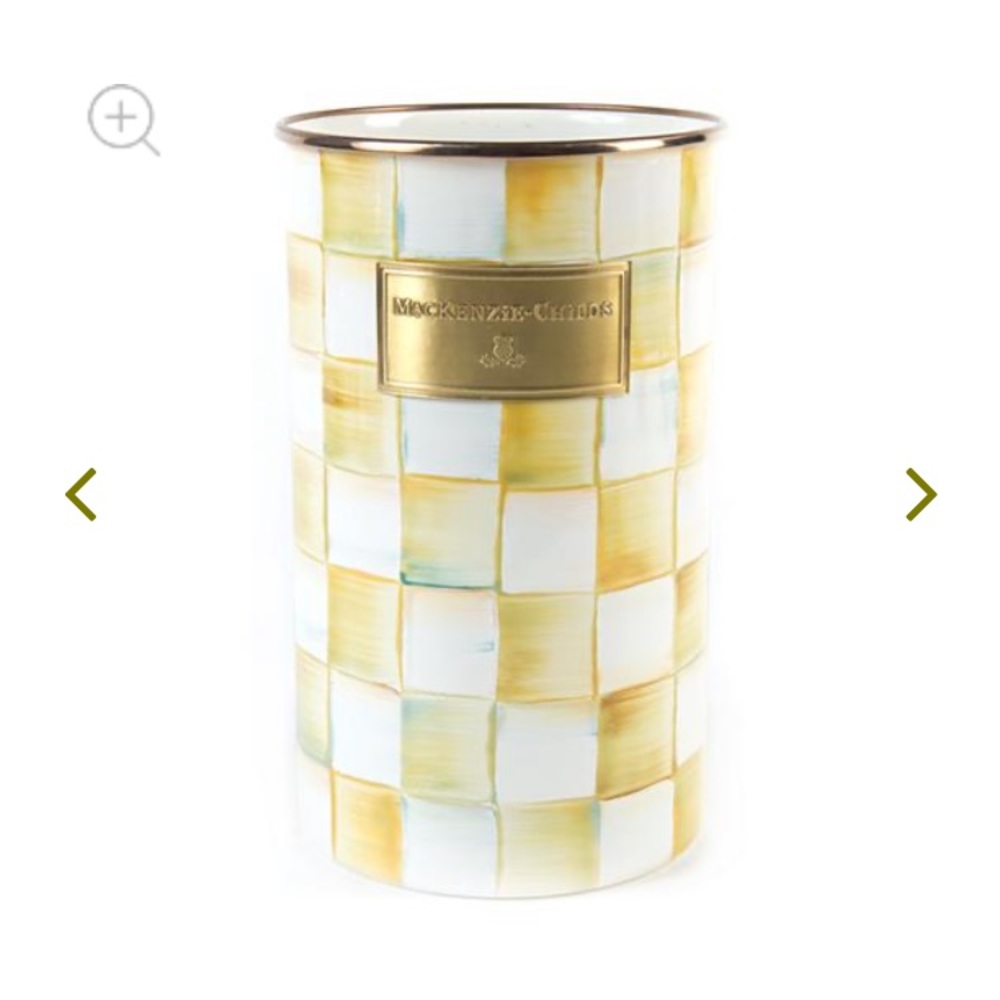 Parchment check enamel utensil holder